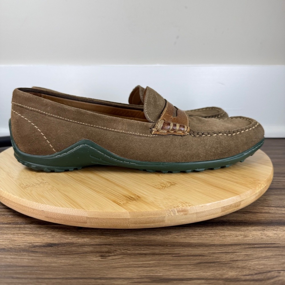 Martin Dingman Penny Loafer Men 9.5 Brown Suede Vibram Driver Quiet Luxury Coast